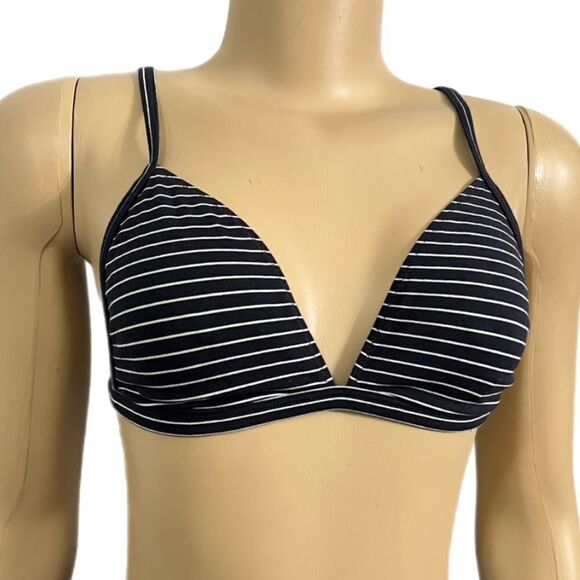 Victoria’s Secret Organic Burkinabe Cotton Unlined bralette bra black striped M - Picture 6 of 7
